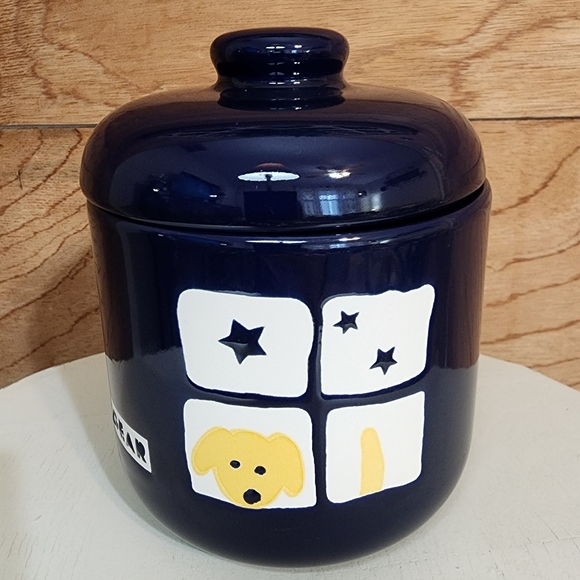 WAECHTERSBACH DOG DISH BLUE GERMANY Treats Bowl with Lid - Picture 1 of 5